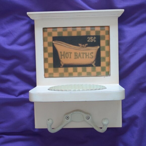 Wall Mounted 25c Hot Baths Soap Dish with Two Hooks - Picture 1 of 13